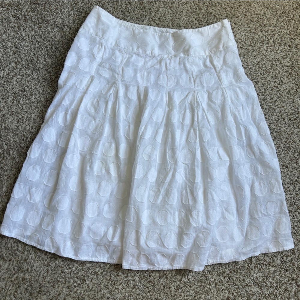 Rafaella White Textured A-Line Skirt Bridal Bachelorette Party Neutral Summer